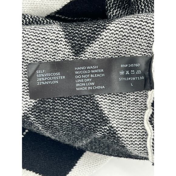 ARGYLE Sweater Midi Dress Black White Light Grey (Womens: Large) - Picture 8 of 8